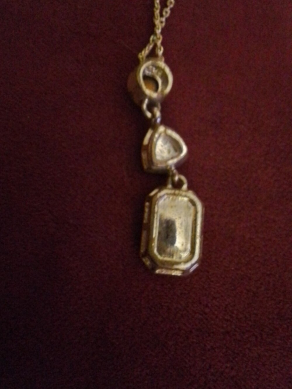 Silver-Tone Blue Crystal Drop Necklace - Blue - Picture 2 of 2